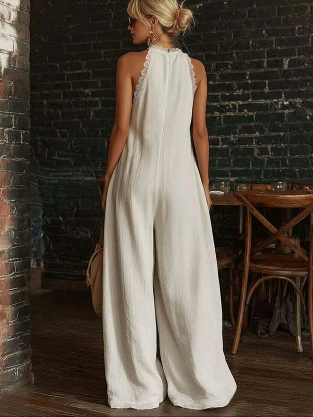 Women's Woven Casual Women's Wide-Leg Summer One-Piece Pants - Picture 2 of 6